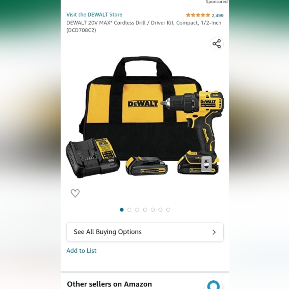 Brand New in box DeWalt 20V Atomic 1/2"drill/driver